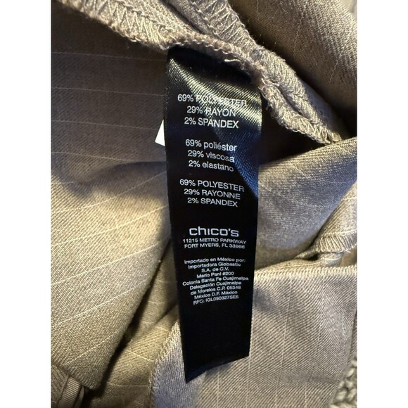 Black Label By Chicos Cropped Pants Size 8 Tan Pinstripe Wide Cuff Trousers - Picture 5 of 5